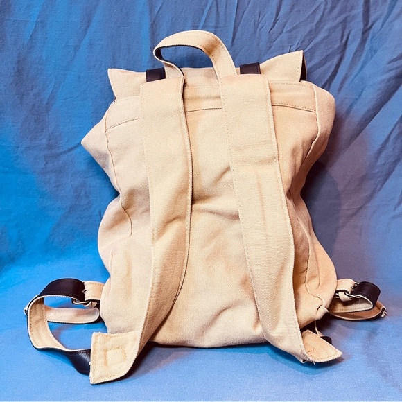 Monat Backpack- tan with faux leather. - Picture 2 of 10